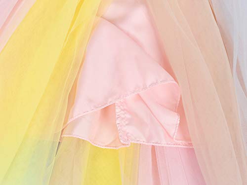 Eledobby Vestido de Princesa Meninas Unicórnio Saia Cor Net Gaze Tutu Saia Vestido de Manga Curta co