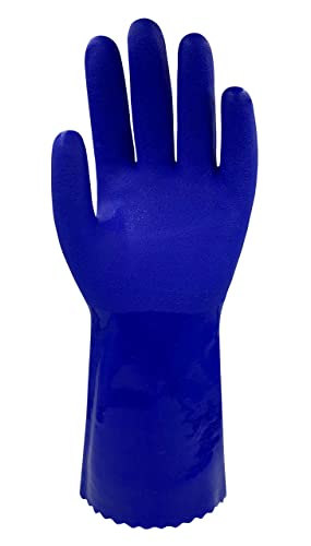 Preisvergleich Produktbild Wonder Grip OP-600L Opty - Chemiekalienschutzhandschuhe, Arbeitshandschuhe beständig gegen Öl und Chlorsäurebeständig, dreifache PVC Beschichtung, Anti-Rutsch Schutzhandschuhe, gr M / 8, Blau