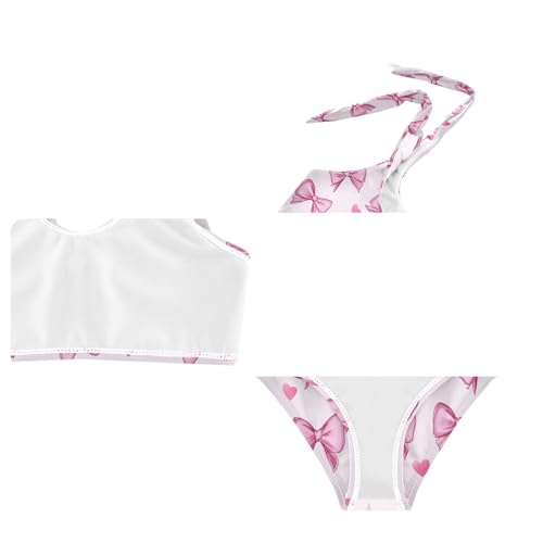 Wusikd Pink Bows Girls Swimsuits Two Piece Hearts Swimwear Bikini Set for for Girls Size 3T4