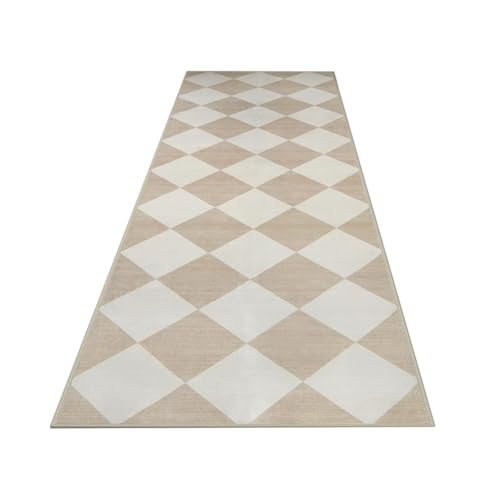 Jnchdghwa Alfombra para Dormitorio, Baño, Entrada, Beige, Ultrafina, Lavable, para Cocina, Alfombra de Corredor con Decoración de Cuadros Marroquíes, de Lana Sintética.