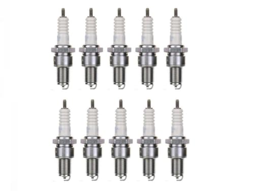 10x Zündkerze BPR6ES passend für Kawasaki Z 1300, ZG 1200 Voyager, Moto Guzzi Bellagio, Breva, Norge, Yamaha Virago 535 – Zündkerzenset 10 Stück, entstört, M14 x 1,25, 19 mm