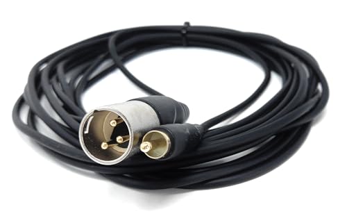 DRUT 5m 3-Pin Male XLR to RCA Phono Single Plug Cable for HiFi Audio, Music Instruments, Mixer, Microphone Lead, Cable, Gold Plated 16.5ft