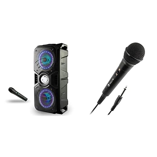 Lauson LLX33 Enceinte Bluetooth Portable avec Effet de lumières Multicolores LED | Bluetooth Speaker avec Lecteur USB MP3 | Haut-Parleur Karaoke avec Radio intégrée & Ngs Mic Filaire Singer Fire Pc