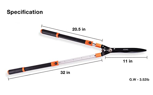 Lkding Hedge Shears Heavy Duty 32.5"-43" Extendable Handle Professional Garden Clippers Pruning Scissors Trimmer Yard Landscaping Tool #TOP1