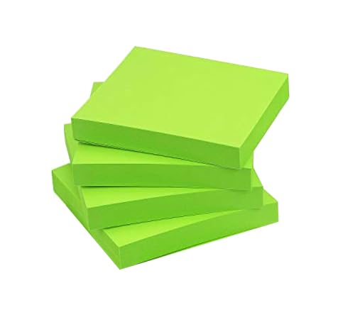 Image of Sticky Notes 3x3 inch Self-Stick Notes Green Color 4 Pads, 100 Sheets /Pad Daily Use for Home, Shop, Bank, School, University, Corporate, Office Supply.