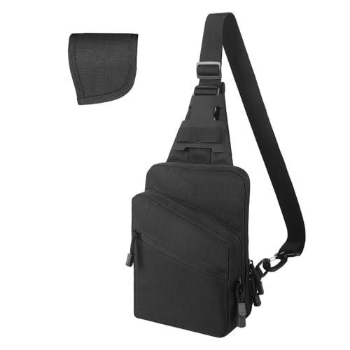 MiOYOOW EDC Sling Chest Pack, Sac à Bandoulière Tactique pour Pistolet Sac à Dos à Bandoulière Dissimulé pour Hommes Excursion, Randonnée, Plein Air