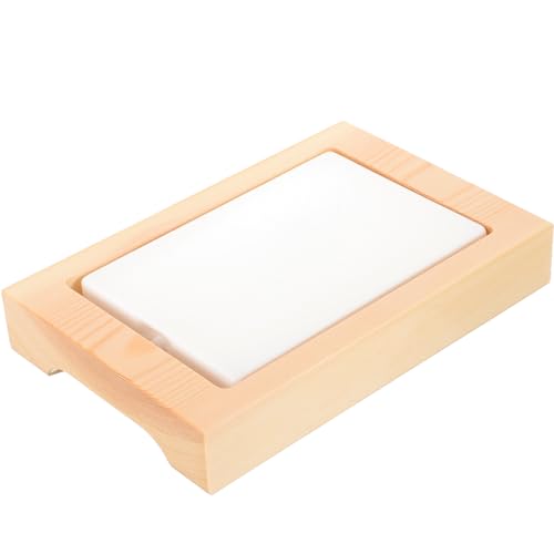 Plato de sushi rectangular con base de madera pequeño miniatura 1