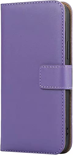 Étui portefeuille iPhone 13 Mini violet cuir véritable antichoc - 2