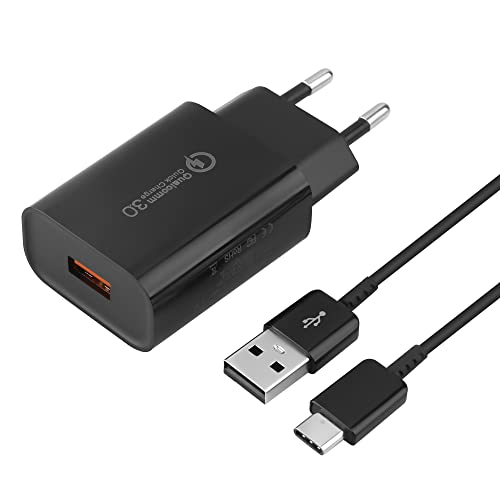 Caricatore USB, 18W Quick Charge 3.0 USB Power Bank con cavo di ricarica per Samsung Galaxy S8, S8 Plus, S9, S9 Plus, S10, S10 Plus, S10e, S20, S21, A51, A52, A53, A40, A13, A30, Z Flip3, Z Fold2 5G