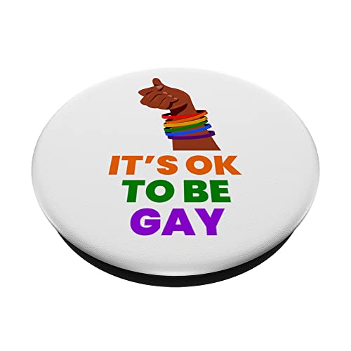 OK to Be Gay Pop Socket LGBTQ Be Gay Pride LGBT Rainbow Flag PopSockets Swappable PopGrip, Black - Image 2