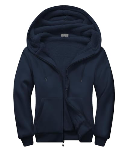 Image of SWISSWELL Men Zip Up Hoodies Sherpa Lined Jacket Heavyweight Fleece Sweatshirt Winter Warm Hooded Coat