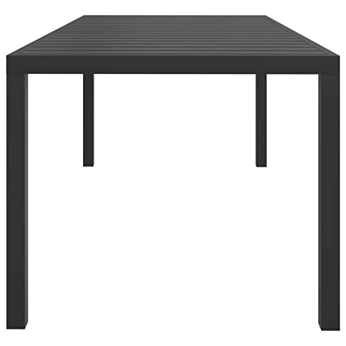 Voupuoda Garten-Esstisch WPC Aluminium, Schreibtisch, Gartentisch, Buffettisch, Beistelltisch 185 x 90 x 74 cm Schwarz – Bild 4