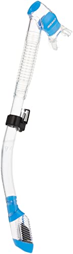 Cressi Adult Diving Dry Snorkel with Splash Guard and Top Valve | Supernova Dry Snorkel (Clear Pastel Blue)