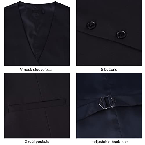 GUSLESON Men's V-Neck Suit Vests Solid Color Formal Slim Fit Business Dress Vest Waistcoat4