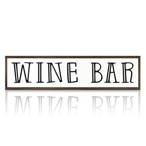 Wine Bar Sign, Rustic Wooden Hanging Signs, Farmhouse Home Decoration for Kitchen Bar, Wall Decor Art, Wine Club Decor, Decorative Wooden Signs and Plaques, 17.8x4x1.2 inches