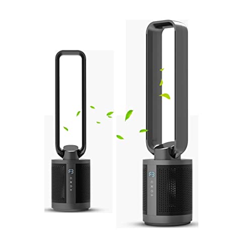 Waeyz Bedroom Tower Fan, Indoor Fanless Cooling Fan, 8-Hour Timing, 9-Speed Wind Speed Control, Air Purification Circulation Tower Fan, Home Standing Floor Fan (Color : Silver-Gris) #TOP2