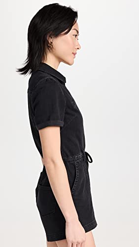 Paige Women's Meg Short Sleeve Romper, Black Dove, 10 #TOP3