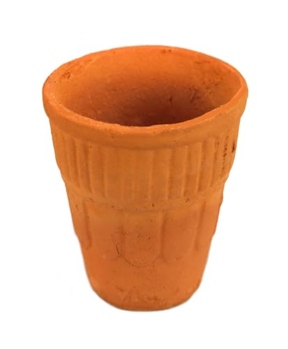 ASHIRWAD Clay Cup Kulhar Kulhad Glass Traditional Indian Terracotta Tea Chai Coffee Cup Natural Indian Soil Mitti Mati Earthen Pot | AE000249-12 (4, 2.75inx2.25in 75 ml)