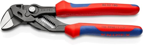 KNIPEX Zangenschlüssel Zange und Schraubenschlüssel in einem Werkzeug auf SB-Karte mit Mehrkomponenten-Hüllen 180 mm, 86 02 180 SB