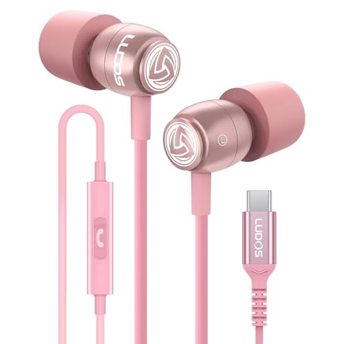 Image of LUDOS Clamor USB C Headphones for iPhone 17 16 15 Pro Max Plus Air iPad Pro, 5 Years Warranty, USB-C Earbuds for Samsung Galaxy S26 S25 S24 S23 Ultra S22 S21 FE S20 A55 A54 A53, USB Type C Earphones