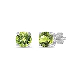 Sterling Silver Peridot Solitaire Stud Earrings