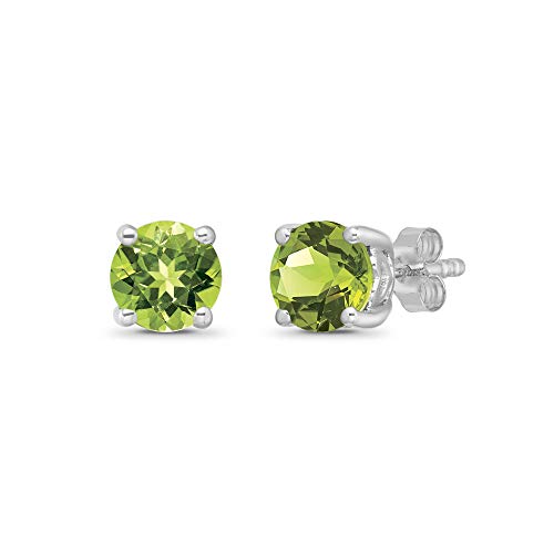 Sterling Silver Peridot Solitaire Stud Earrings #TOP10