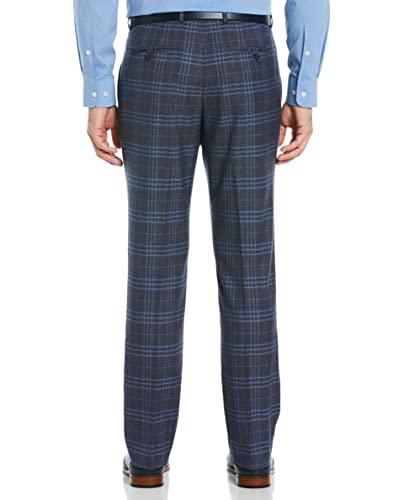 Perry Ellis Men's Slim Fit Heathered Windowpane Plaid Stretch Pant, Bay Blue, 40W X 30L #TOP1