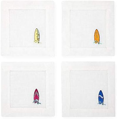 Sferra Embroidered Cocktail Napkins Surf Set of Four