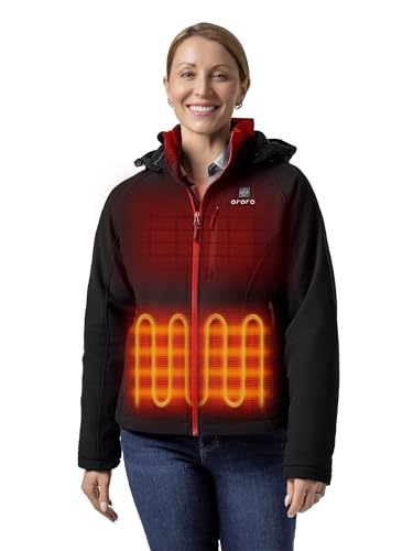 ORORO Women's Heated Jacket with Heated Collar, 4 Heat Zones Heated Coat with Battery (Charger Not Included) (Black,M)
