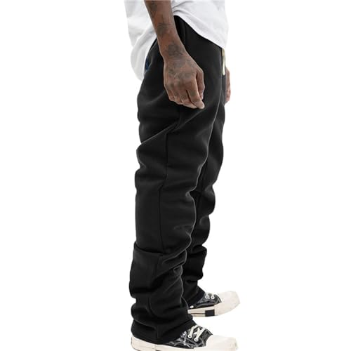 Mens Linen Stacked Flared Sweatpants Loose Fit Casual Hip Hop Wide Leg Peasant Pant Outdoor Athletic Bell Bottom Pant2