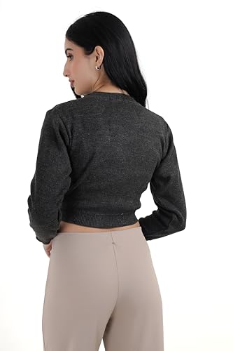 Image of Women Winter Wear V-Neck Full Sleeves Regular Fit Woollen Blouse