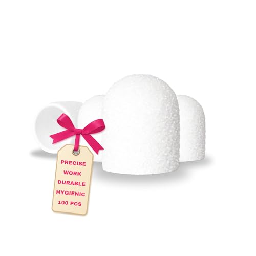 LALILL Sanding Caps LUX Pack of 100 - White Cutter Caps for Nail Cutters - Manicure, Pedicure & Podiatry - Attachments for Foot Care, Callus Removal, Nail Modeling, 10 mm 80 Grit