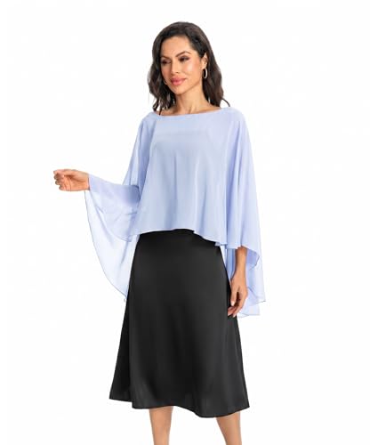Image of Baoqiya Chiffon Capes Sheer Capelets Long Cape Poncho For Women Plus Size