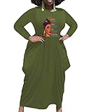 WbJetr I Am Black Woman Beautiful Long Sleeve Maxi Loose Oversize Magic Printed Causal Dresses