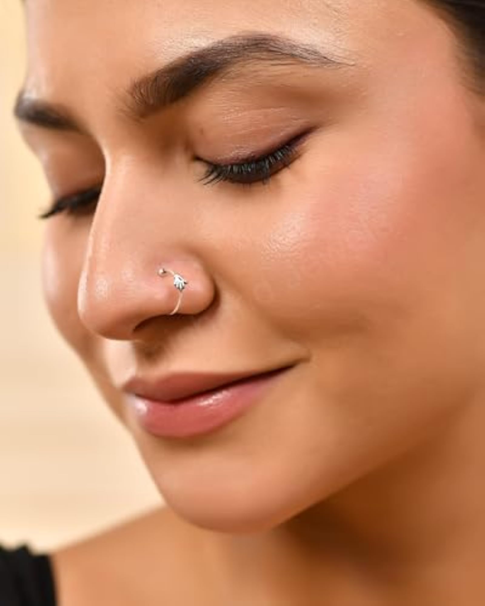 Women's 925 Sterling Silver Hand Nose Ring & Upper Helix Earring