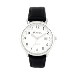 Ravel - Orologio da Uomo con Calendario e Cinturino in Similpelle - Quarzo Analogico Giapponese - R0708.01.1 - Nero/Quadrante Bianco