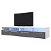 Produktbild Selsey Siena Double - TV Lowboard / TV Schrank (200 cm, Weiß Matt / Grau Hochglanz, LED-Beleuchtung in Blau