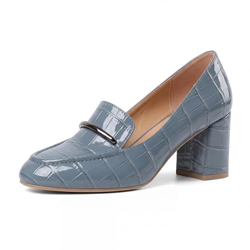 Image of Eldof Women's Pumps Block Heel Round Toe Slip On Chunky Loafer Heel Dress Shoes Pumps for Women 2.5 Inches