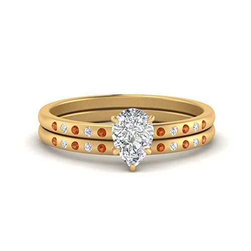 Anillos de boda con bisel de piedras preciosas en forma de pera talla 4 3