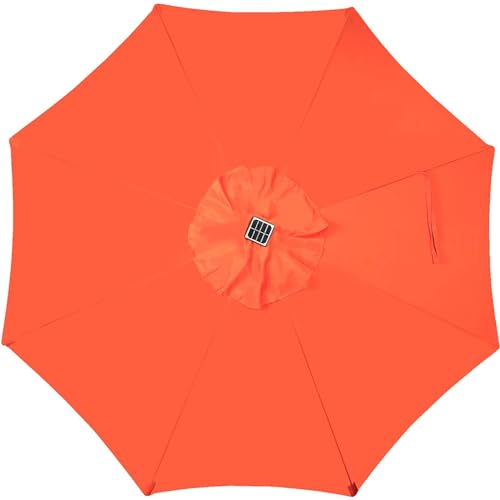 Image of Blissun 9 ft Solar Umbrella, 32 LED Lighted Patio Umbrella, Table Market Umbrella, Outdoor Umbrella for Garden, Deck, Backyard, Pool and Beach (Orange)