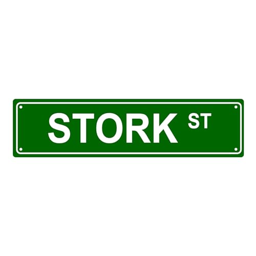 STORK ST ANIMAL Metal Tin Street Sign Bar Cafe Garage Cave Home Room Wall Bathroom Farmhouse Garden Porch Patio Decor, 16 x 4 Inch