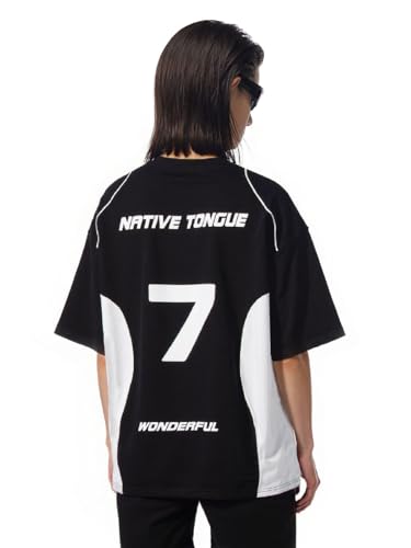 Men's Y2K Shirt Racing Graphic Tee Black Streetwear Baggy Vintage Contrast Color Graphic T-Shirts4