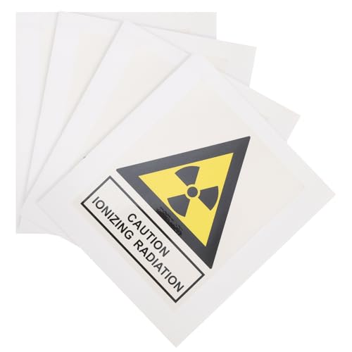 NUOBESTY 4pcs Radiation Warning Stickers Smooth Surface and No Warping, Pet and Pp Material Safety Labels for Laboratory Warning and Industry Use