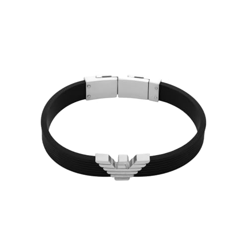 Bracelet Emporio Armani homme cuir noir chic fermoir magnétique haut de gamme