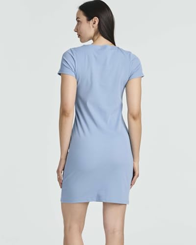 Image of Real Essentials 3 Pack: Women's Ribbed Mini Dress - Short Sleeve T-Shirt Dress Slim Fit Casual Summer Dress