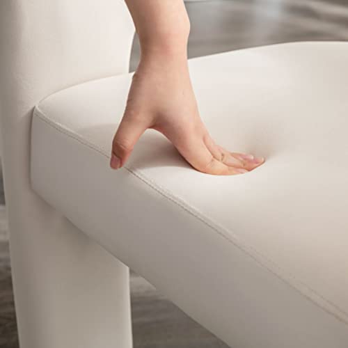 Rivova Modern Barrel Dining Chairs Set Of 2, Velvet Upholstered Accent Side Chair With Arms Comfy Makeup Vanity Chairs, Dining Living Room Kitchen Chairs, Ivory #TOP2