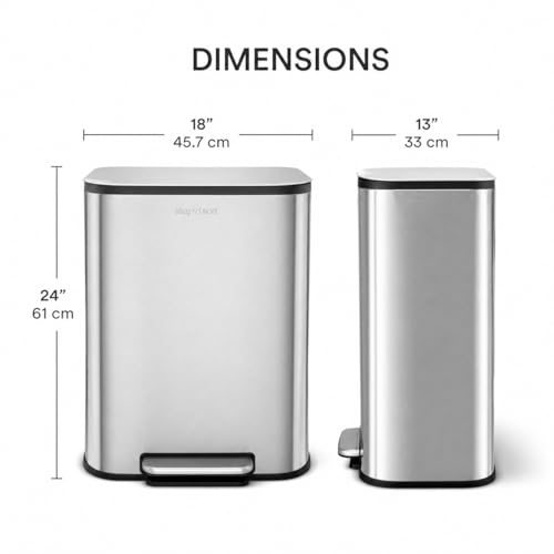 Caneca de basura rectangular acero inoxidable 50 litros miniatura 2
