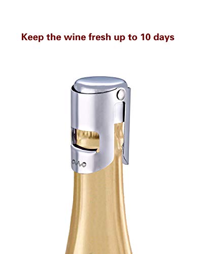 OWO Champagne Stopper with Stainless Steel, Champagne Saver Plug with Food Grade Silicone, Reusable Bottle Sealer Keeps Champagne Fresh, Best Champagne Accessories Gift (4pack set)