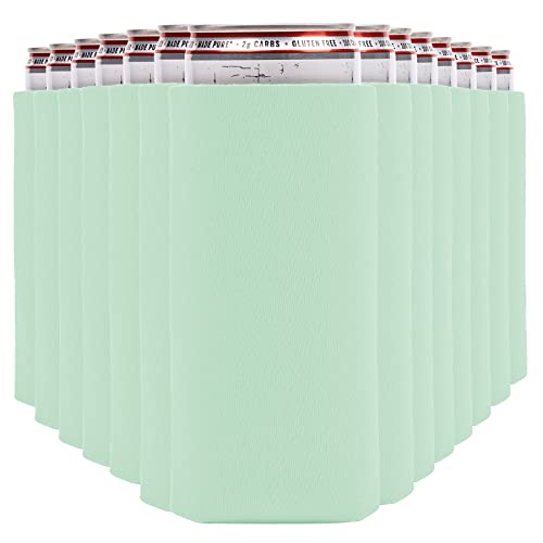 Image of Slim Can Cooler Sleeves (30-Pack) Soft Insulated Slim Can Koolie for White Claw Seltzer & Slim Beer - HTV Blanks for Vinyl Projects - Skinny Can Koolies Bulk - Tall Can Coolies for Slim Cans (Mint)