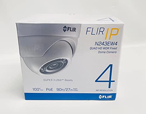 FLIR Digimerge N243EW4 Outdoor IP Security Dome Camera, 4MP Quad HD IP, 2.8mm, 90ft Night Vision, Works with Onvif, Lorex, Flir NVR, White (Camera Only)